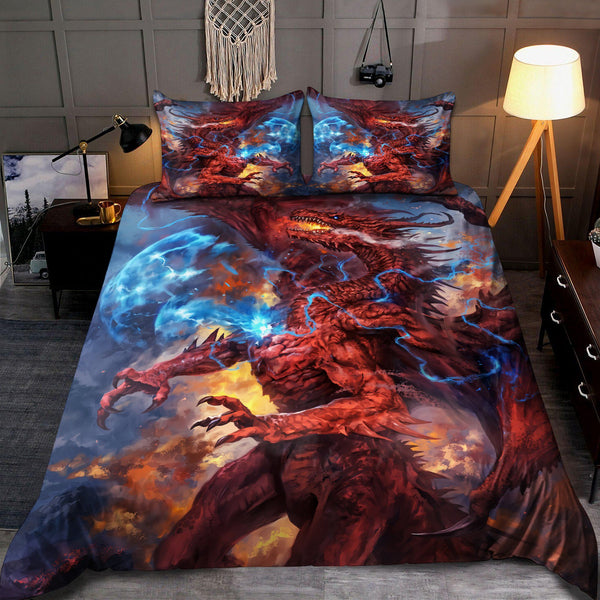 Fire Dragon Cotton Bed Sheets Spread Comforter Duvet Cover Bedding Sets