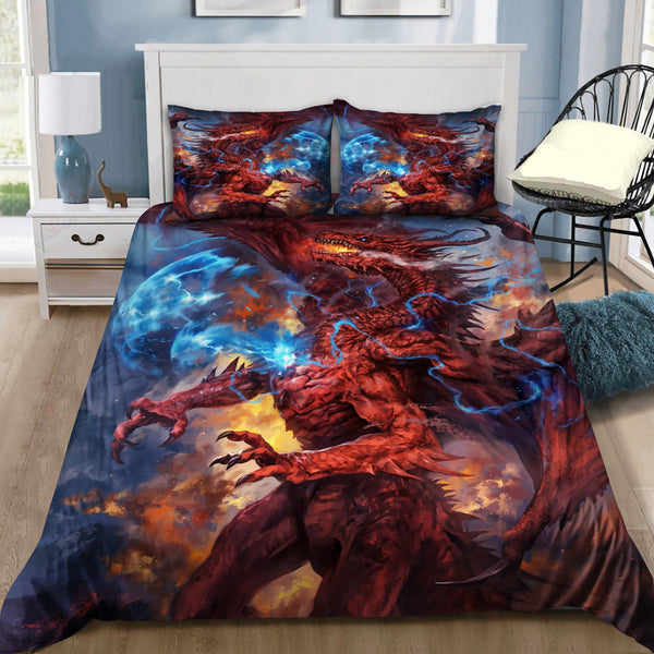 Fire Dragon Cotton Bed Sheets Spread Comforter Duvet Cover Bedding Sets