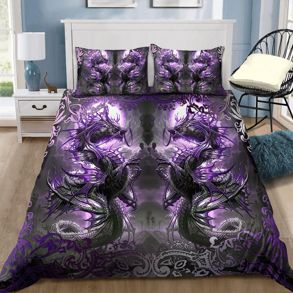 Dragon Spirit Art Purple Cotton Bed Sheets Spread Comforter Duvet Cover Bedding Sets