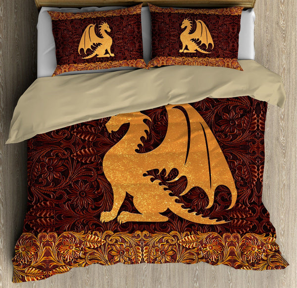 Fall In Love With Dragon Cotton Bed Sheets Spread Comforter Duvet Cover Bedding Sets