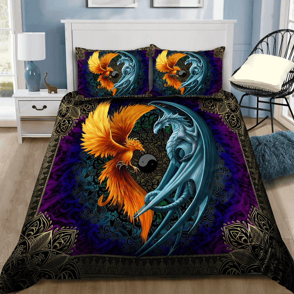 Dragon And Phoenix Cotton Bed Sheets Spread Comforter Duvet Cover Bedding Sets
