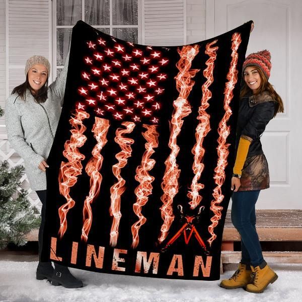 Lineman Fleece Blanket Great Customized Gifts For Birthday Christmas Thanksgiving