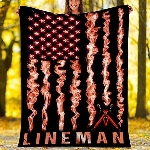 Lineman Fleece Blanket Great Customized Gifts For Birthday Christmas Thanksgiving