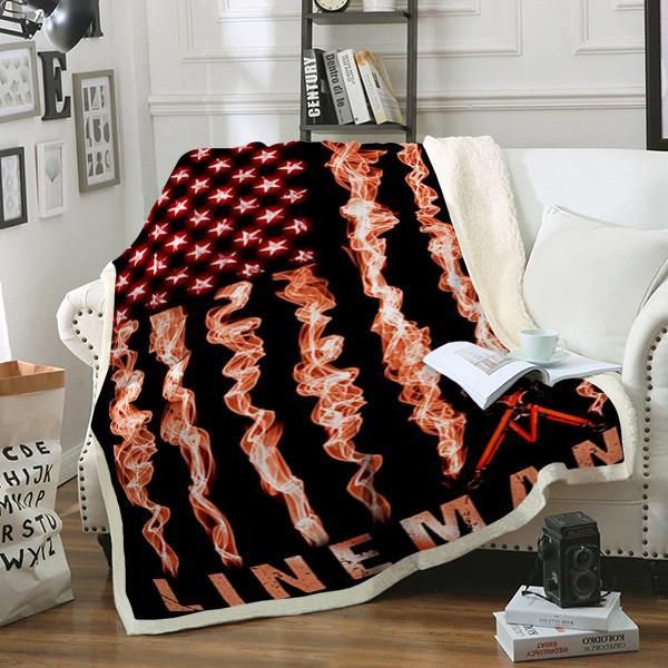 Lineman Fleece Blanket Great Customized Gifts For Birthday Christmas Thanksgiving