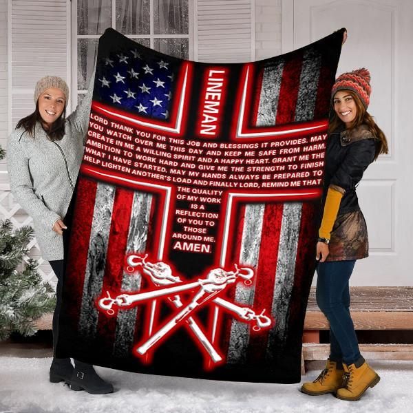 Lineman'S Prayer Fleece Blanket Great Customized Gifts For Birthday Christmas Thanksgiving