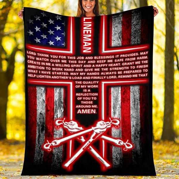 Lineman'S Prayer Fleece Blanket Great Customized Gifts For Birthday Christmas Thanksgiving