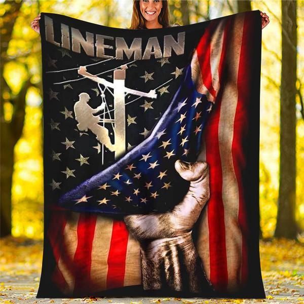 Lineman Fleece Blanket Great Customized Gifts For Birthday Christmas Thanksgiving #64760