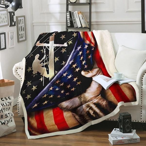 Lineman Fleece Blanket Great Customized Gifts For Birthday Christmas Thanksgiving #64760
