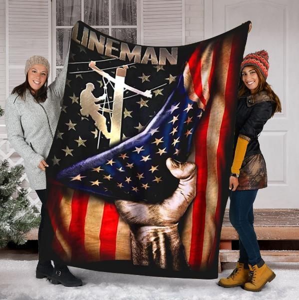 Lineman Fleece Blanket Great Customized Gifts For Birthday Christmas Thanksgiving #64760