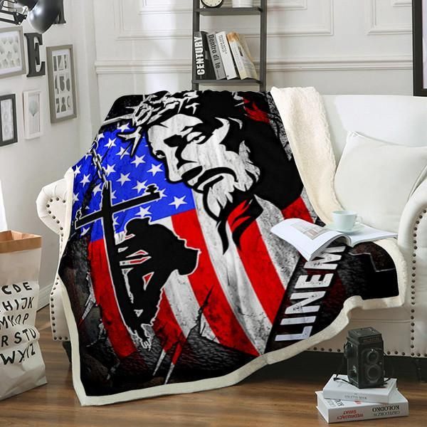 Jesus Lineman Fleece Blanket Great Customized Gifts For Birthday Christmas Thanksgiving