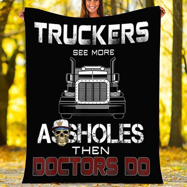 Trucker Fleece Blanket Great Customized Gifts For Birthday Christmas Thanksgiving