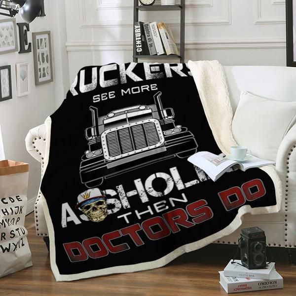 Trucker Fleece Blanket Great Customized Gifts For Birthday Christmas Thanksgiving