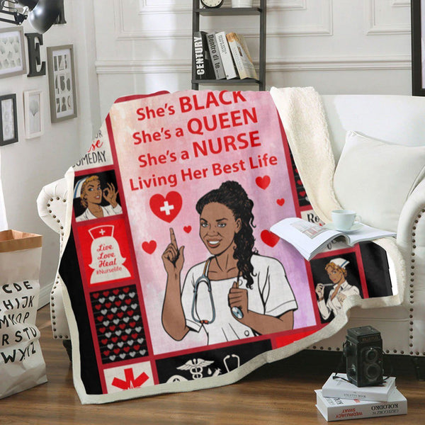She Is Black Blanket She Is A Queen Blanket She Is A Nurse Blanket Nursing Fleece Blanket Great Customized Gifts For Birthday Christmas Thanksgiving