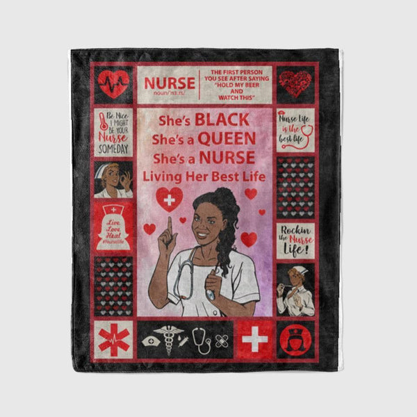 She Is Black Blanket She Is A Queen Blanket She Is A Nurse Blanket Nursing Fleece Blanket Great Customized Gifts For Birthday Christmas Thanksgiving