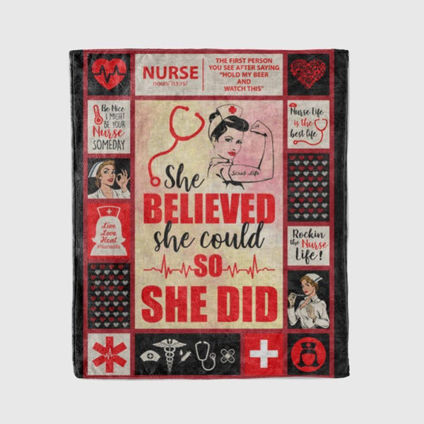 She Believed Blanket She Could She Did Nurse Fleece Blanket Great Customized Gifts For Birthday Christmas Thanksgiving