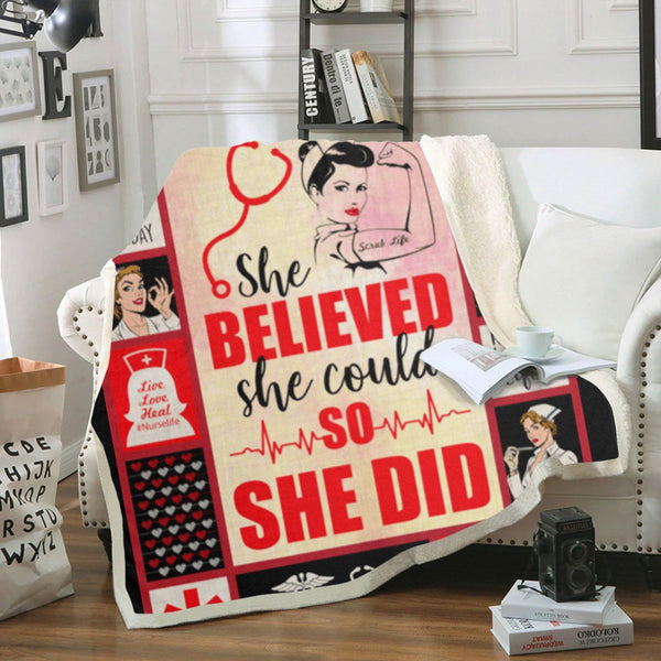 She Believed Blanket She Could She Did Nurse Fleece Blanket Great Customized Gifts For Birthday Christmas Thanksgiving