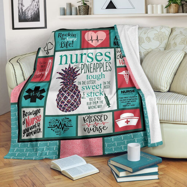 Nurses Pineapple Fleece Blanket Great Customized Gifts For Birthday Christmas Thanksgiving