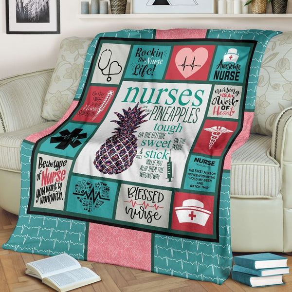Nurses Pineapple Fleece Blanket Great Customized Gifts For Birthday Christmas Thanksgiving