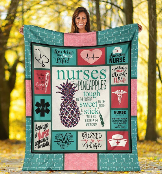 Nurses Pineapple Fleece Blanket Great Customized Gifts For Birthday Christmas Thanksgiving