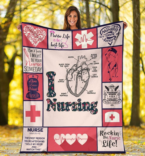 I Love Nursing Heart Anatomy Medical Rn Lpn Lvn Nurse Fleece Blanket Great Customized Gifts For Birthday Christmas Thanksgiving
