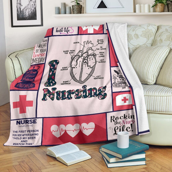 I Love Nursing Heart Anatomy Medical Rn Lpn Lvn Nurse Fleece Blanket Great Customized Gifts For Birthday Christmas Thanksgiving
