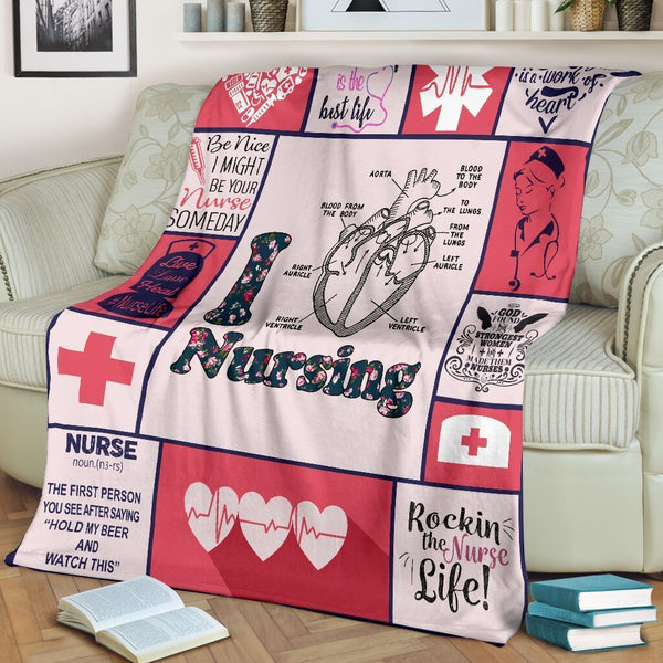 I Love Nursing Heart Anatomy Medical Rn Lpn Lvn Nurse Fleece Blanket Great Customized Gifts For Birthday Christmas Thanksgiving