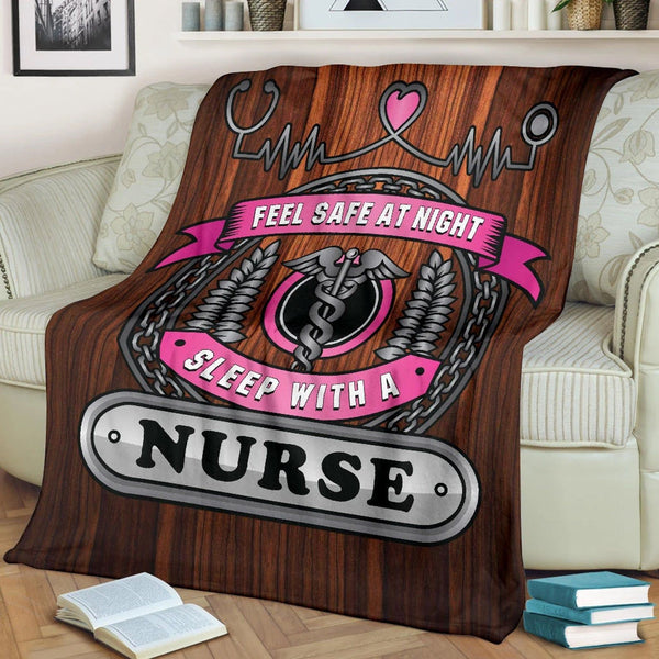 Nurse Feel Safe At Night, Sleep with a Nurse Fleece Blanket Great Customized Gifts For Birthday Christmas Thanksgiving