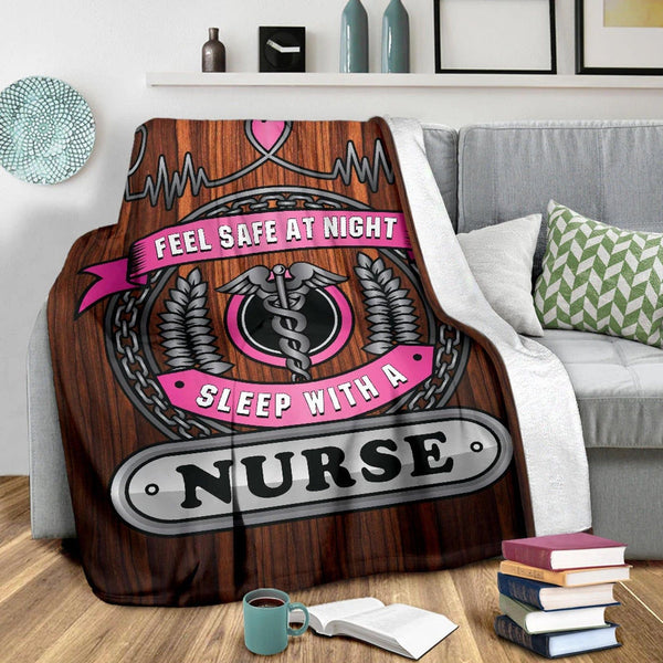 Nurse Feel Safe At Night, Sleep with a Nurse Fleece Blanket Great Customized Gifts For Birthday Christmas Thanksgiving